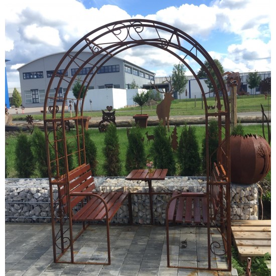 Gartenlaube - Carisma - mit Massivholzbank Eiche kleienr Gartenpavillon mit Sitzbank und Tisch 4 Sitzer