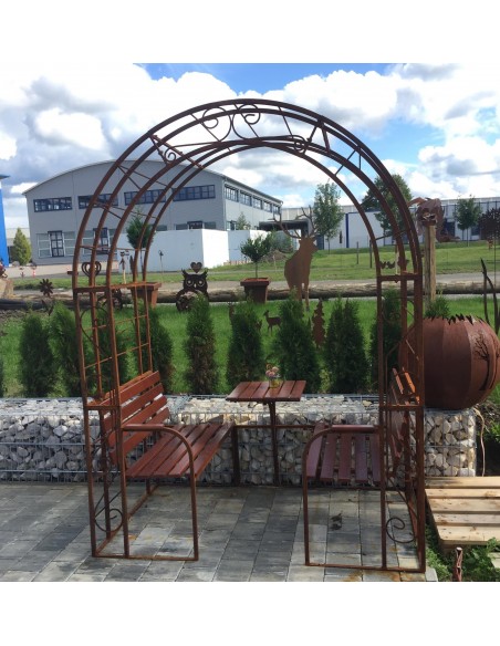 Gartenlaube - Carisma - mit Massivholzbank Eiche kleienr Gartenpavillon mit Sitzbank und Tisch 4 Sitzer