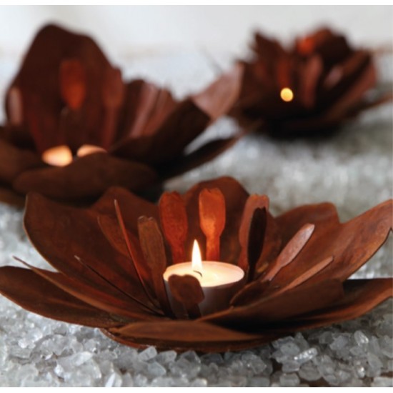 Blume "Fleur" aus Rost-Metall - gross Durchmesser 31 cm