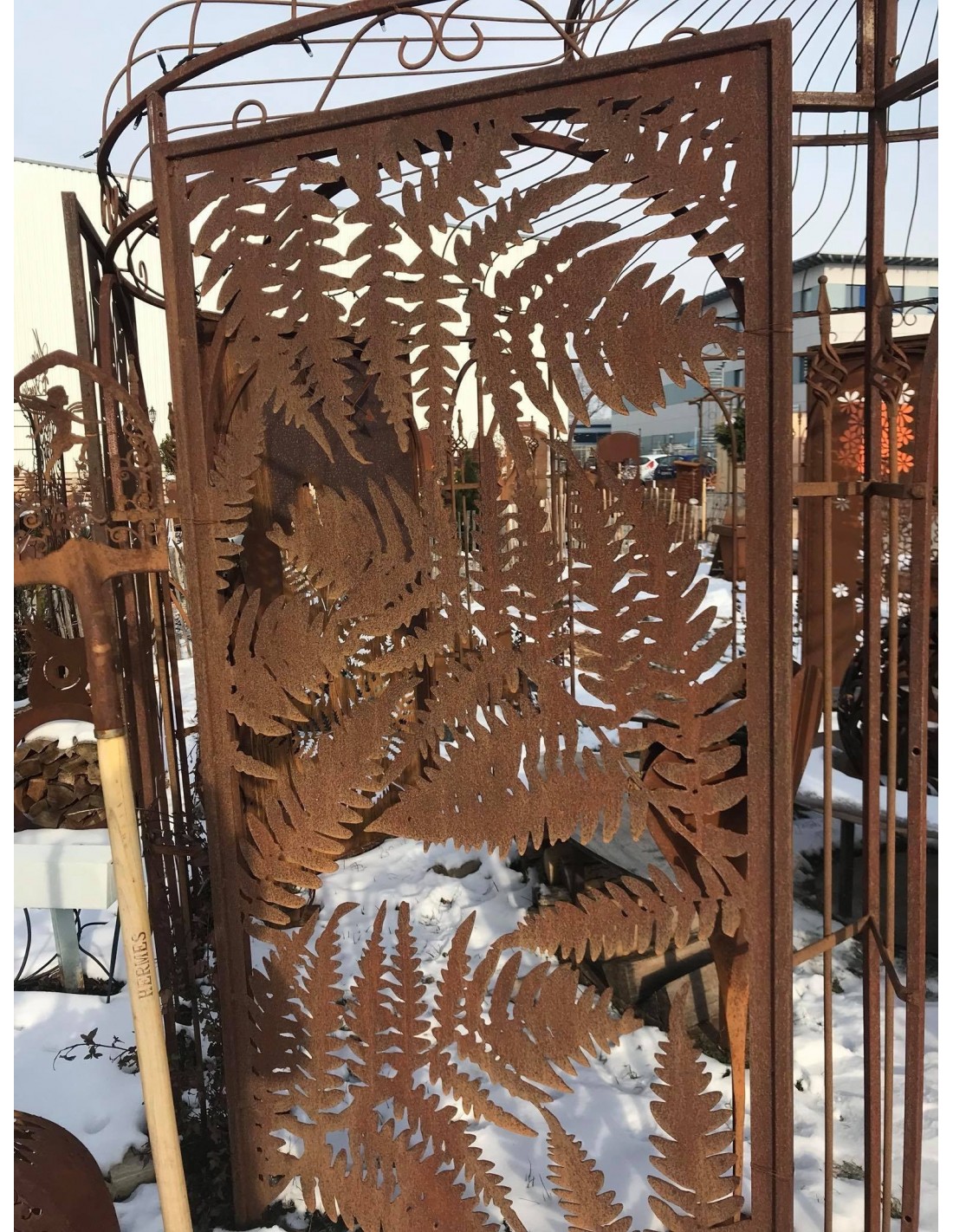 Edelrost Sichtschutz Paravent Rankhilfe Farn, filigran, 200 cm hoch