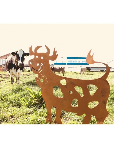 lustige Deko Rost Kuh 45 cm hoch Gartenstecker Gartendeko aus Bayern Gartenstecker groß