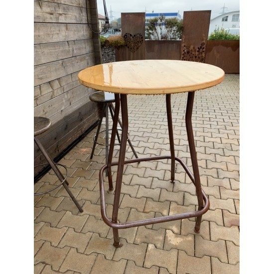 Edelrost Stehtisch inkl. geölter Holzplatte aus Fichte - Höhe 105 cm