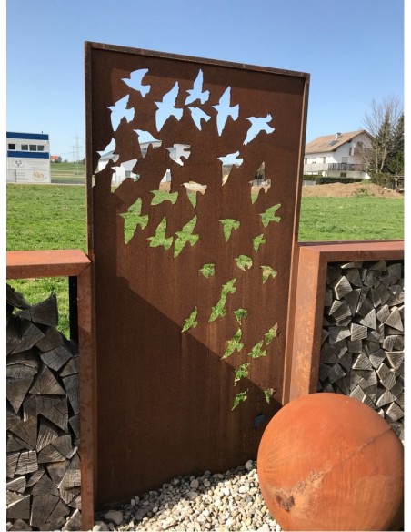Sichtschutzwand Vogelschwarm aus Edelrost - Cortenstahl-Optik Sichtschutzwand Vogelschwarm aus Edelrost - Cortenstahl-Optik