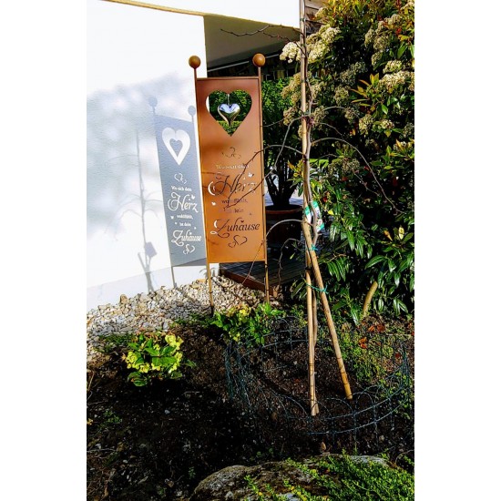 Wo sich dein Herz wohlfühlt ist dein Zuhause - Gartenschild Gartendeko Rost