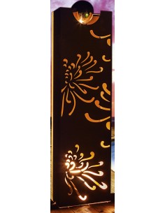 Rostsäule mit Pusteblumenmuster & Edelstahlkugel