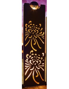 Rostsäule mit Pusteblumenmuster & Edelstahlkugel