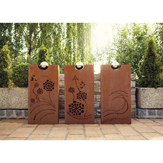 Rostsäulen Rhombus mit Edelstahlkugeln