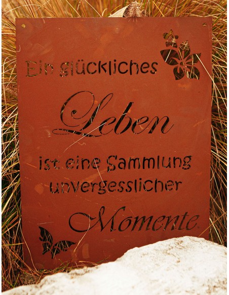 Edelrost Gedichttafel mit Lebensweisheit. Edelrost Gedichttafel mit Lebensweisheit.