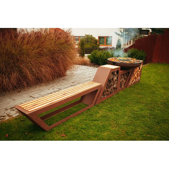 Grill Tischgarnitur - Bank, neben Feuerstelle Modern