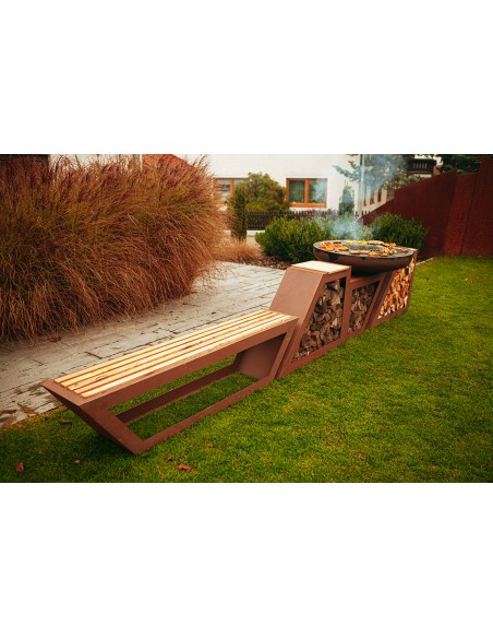Grill Tischgarnitur - Bank, neben Feuerstelle Modern