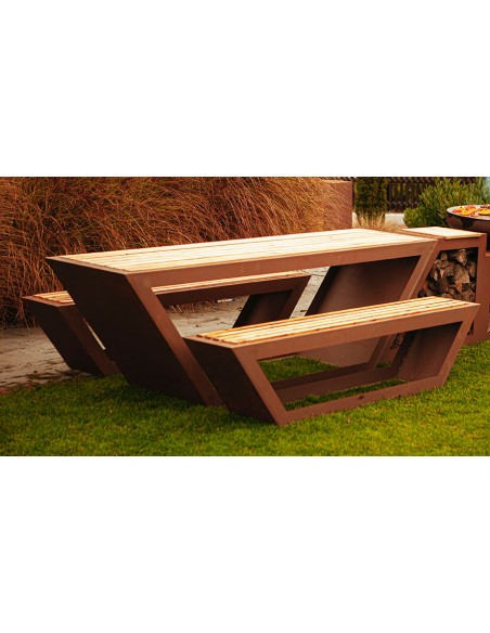 Grill Tischgarnitur, bestehend aus einem Tisch und 2 Bänken