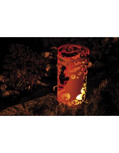 Edelrost Windlicht mit Eulenmotiv. 2