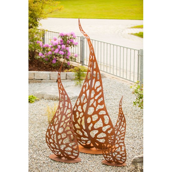 Edelrost Skulptur - Blätter, in 3 verschiedenen Größen