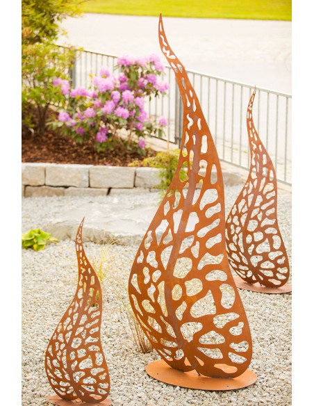 Edelrost Skulptur - Blätter, in 3 verschiedenen Größen