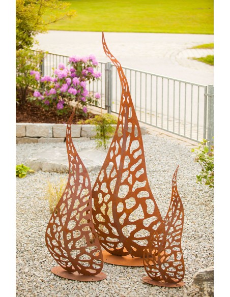 Edelrost Skulptur - Blätter, in 3 verschiedenen Größen