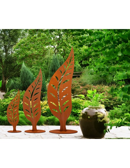 Edelrost Skulptur - Blatt im Wind, in allen 3 Größen.