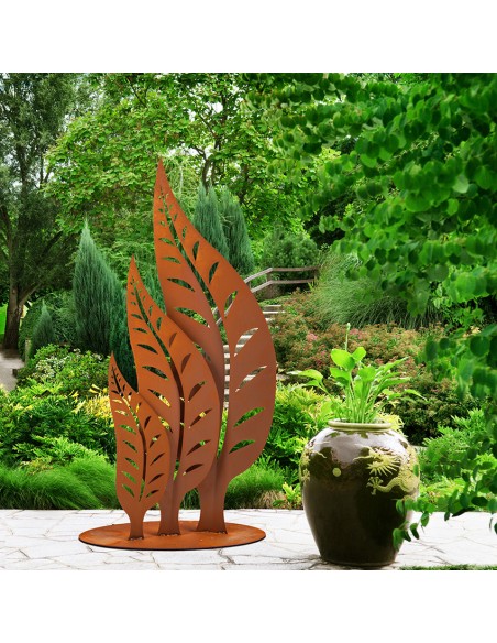 Edelrost Skulptur - Blätter im Wind