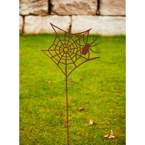 Edelrost Gartenstecker Spinnennetz