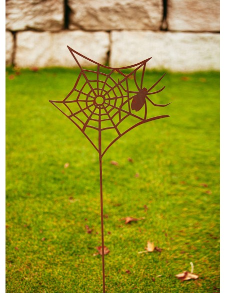 Edelrost Gartenstecker Spinnennetz