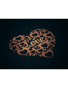 Edelrost Wandbild - LOVE mit vielen Herzen 2