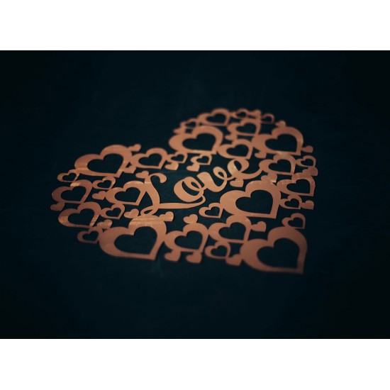 Edelrost Wandbild - LOVE mit vielen Herzen
