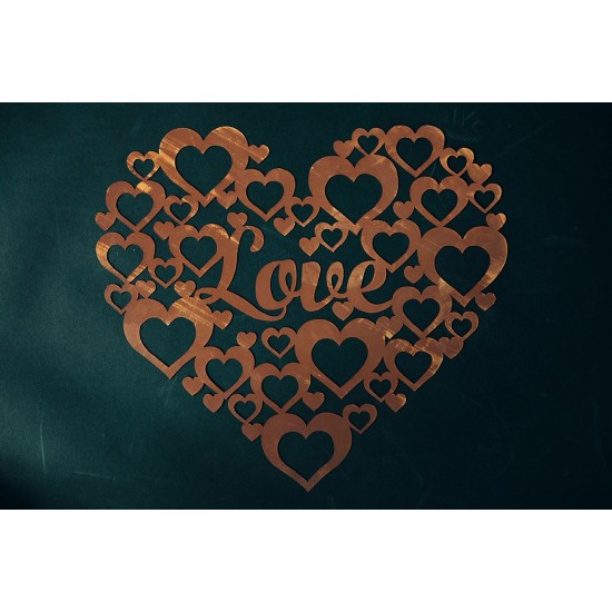 Edelrost Wandbild - LOVE mit vielen Herzen