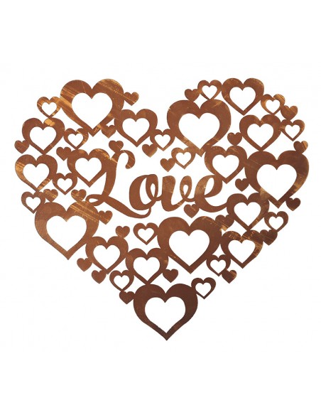 Edelrost Wandbild - LOVE mit vielen Herzen Edelrost Wandbild - LOVE mit vielen Herzen