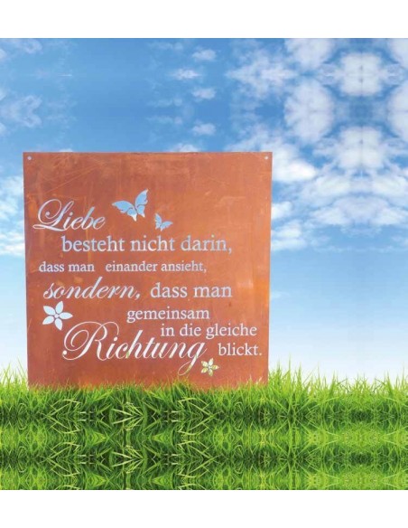 Gedichttafel Liebe besteht nicht darin, dass man einander ansieht, sondern dass man in die gleiche Richtung blickt