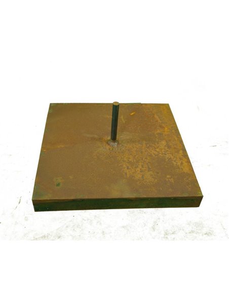Edelrost Podest 40x40cm mit mittig angeschweißter Stange