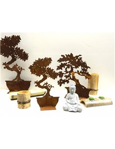 Edelrost Bonsai breit auf eckiger Platte 35 cm hoch 2