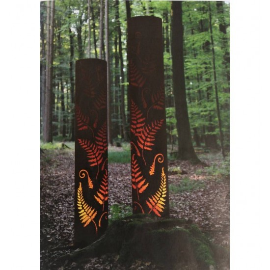Edelrost Säule "Farn" mit Standring, 150 cm