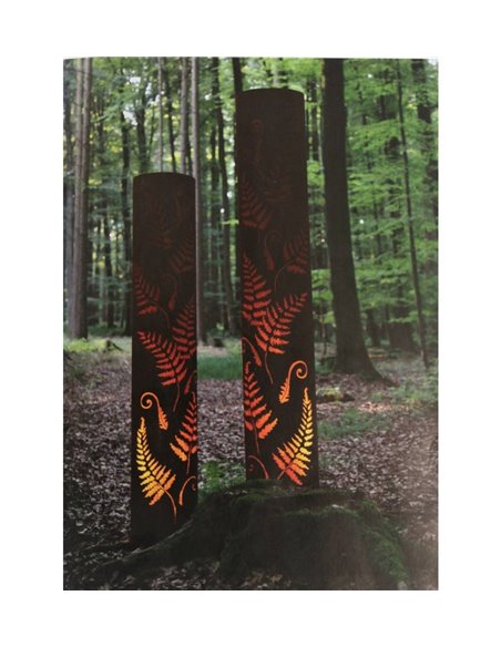 Edelrost Säule "Farn" mit Standring, 150 cm
