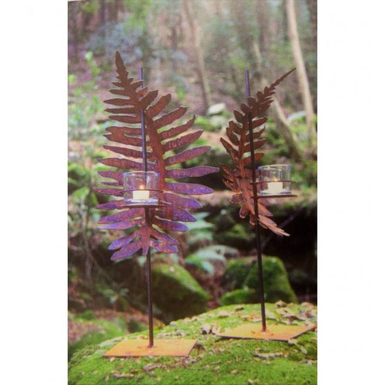 Farnfackel stehend auf eckiger Platte - Gesamthöhe 70 cm