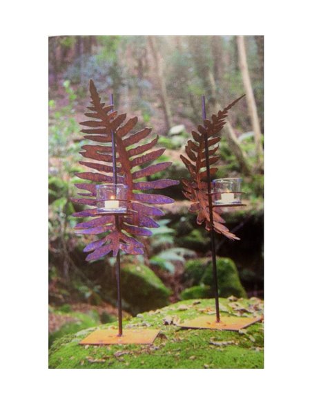 Farnfackel stehend auf eckiger Platte - Gesamthöhe 70 cm