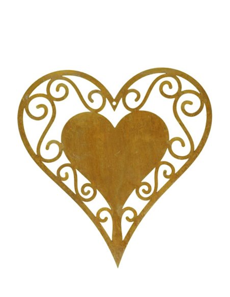 Edelrost Herz filigran zum Hängen, Höhe 25 cm