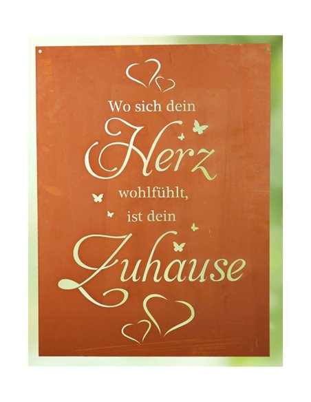 "Wo sich dein Herz wohlfühlt, ist dein Zuhause" Blechschild mit Spruch
