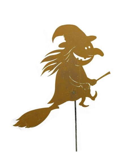 Gartenstecker lustige Hexe "Waltrude" 50 cm Breit mit Stab 100 cm hoch
