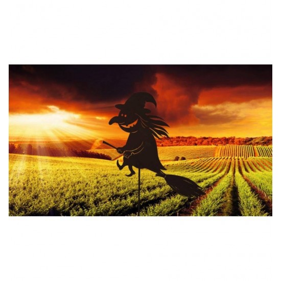 Gartenstecker lustige Hexe "Waltrude" 50 cm Breit mit Stab 100 cm hoch