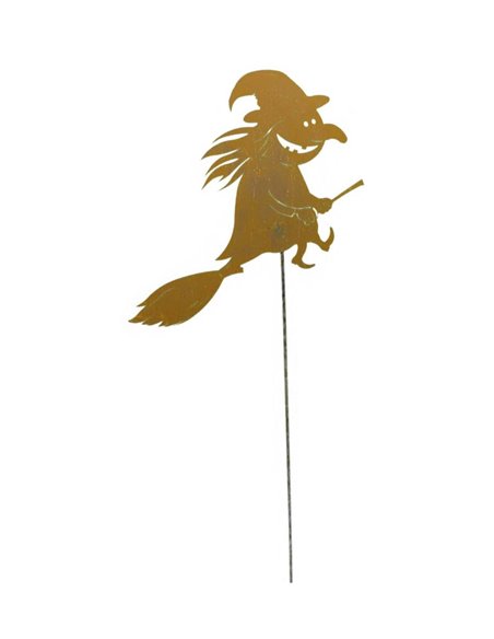 Gartenstecker lustige Hexe "Waltrude" 50 cm Breit mit Stab 100 cm hoch