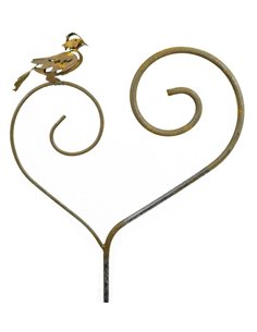 Vogel auf Herz Gartenstecker - Gesamthöhe 132 cm