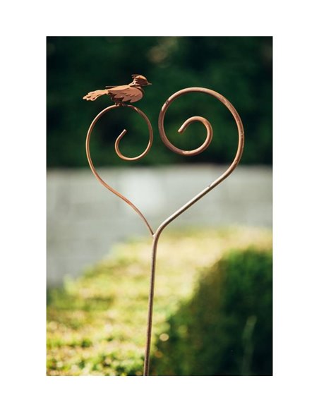 Vogel auf Herz Gartenstecker - Gesamthöhe 132 cm