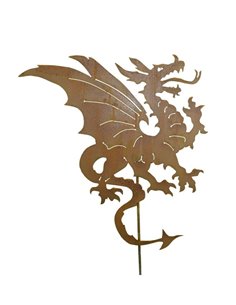 Gartenstecker Drache 55 cm mit Stab - Zweiteilig
