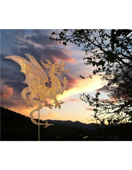 Gartenstecker Drache 55 cm mit Stab - Zweiteilig