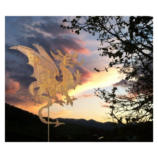 Gartenstecker Drache 55 cm mit Stab - Zweiteilig