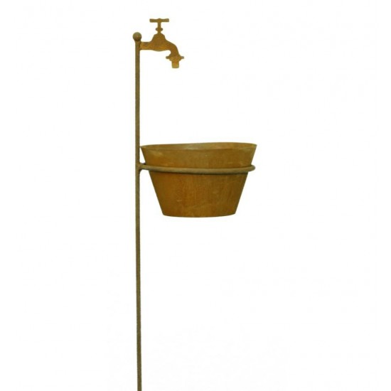 Gartenstecker  Wasserhahn inkl. Topf zum Bepflanzen - Höhe 135 cm