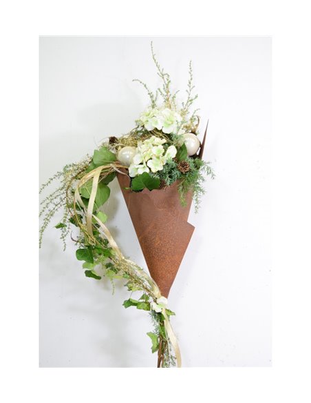 Rost Metalltüte 30 cm hoch auf Stab - Gartenfackel und Pflanztüte