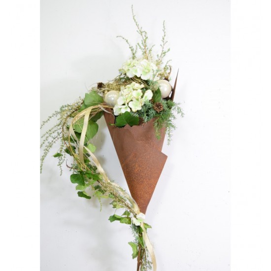 Rost Metalltüte 30 cm hoch auf Stab - Gartenfackel und Pflanztüte