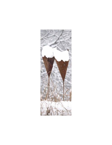 Rost Metalltüte 30 cm hoch auf Stab - Gartenfackel und Pflanztüte