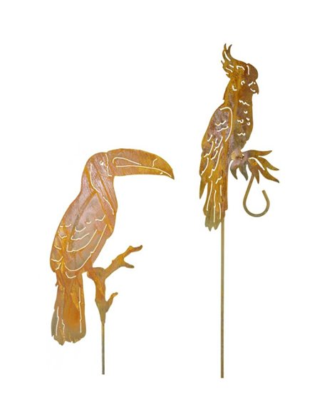 Edelrust Kakadu auf Hakenstab Höhe 46 cm - Breite 21 cm - Stab 150 cm Edelrust Kakadu auf Hakenstab Höhe 46 cm - Breite 21 cm - Stab 150 cm