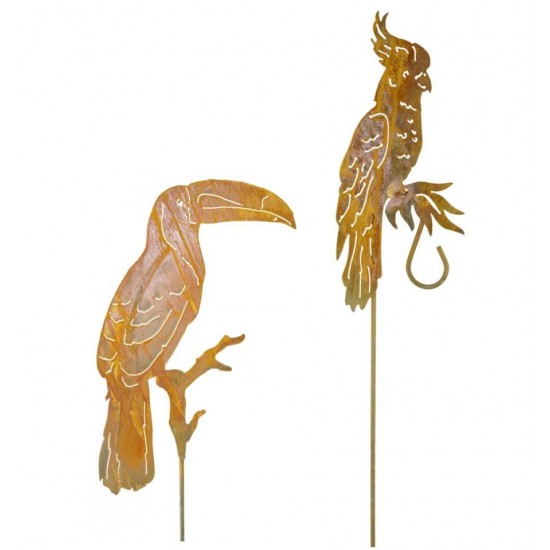 Edelrust Kakadu auf Hakenstab Höhe 46 cm - Breite 21 cm - Stab 150 cm